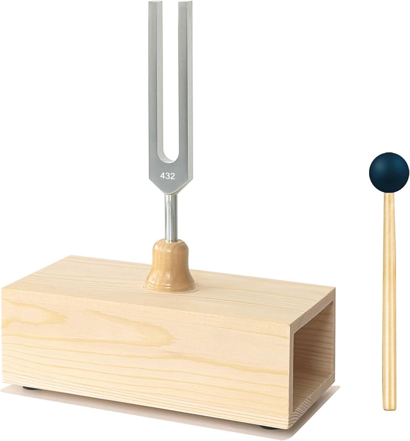 Tenfly 432 Hz Tuning Fork Paired with Elegant Wooden Resonator for Ultimate Meditation Experience - Image 1